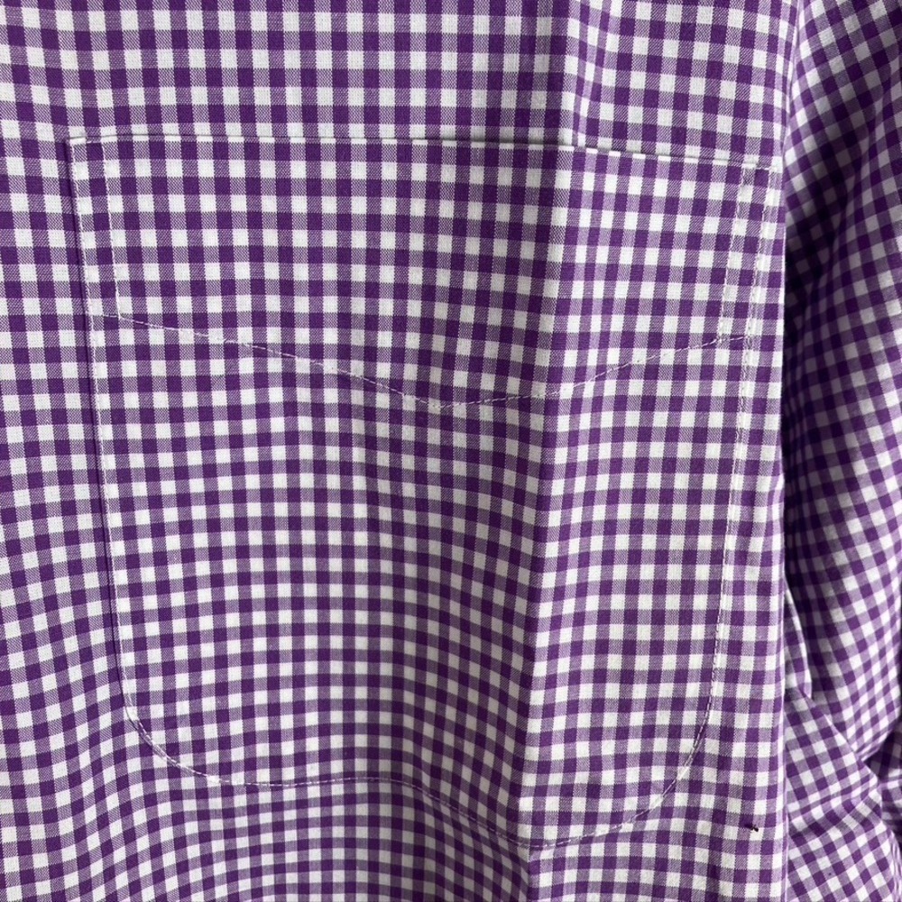 LAUREN Ralph Lauren Mens 17 1/2-32/33 Purple Check Classic Fit Non Iron Shirt - Picture 6 of 13